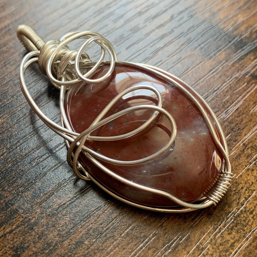 Handcrafted Red Jasper Sterling Silver Pendant